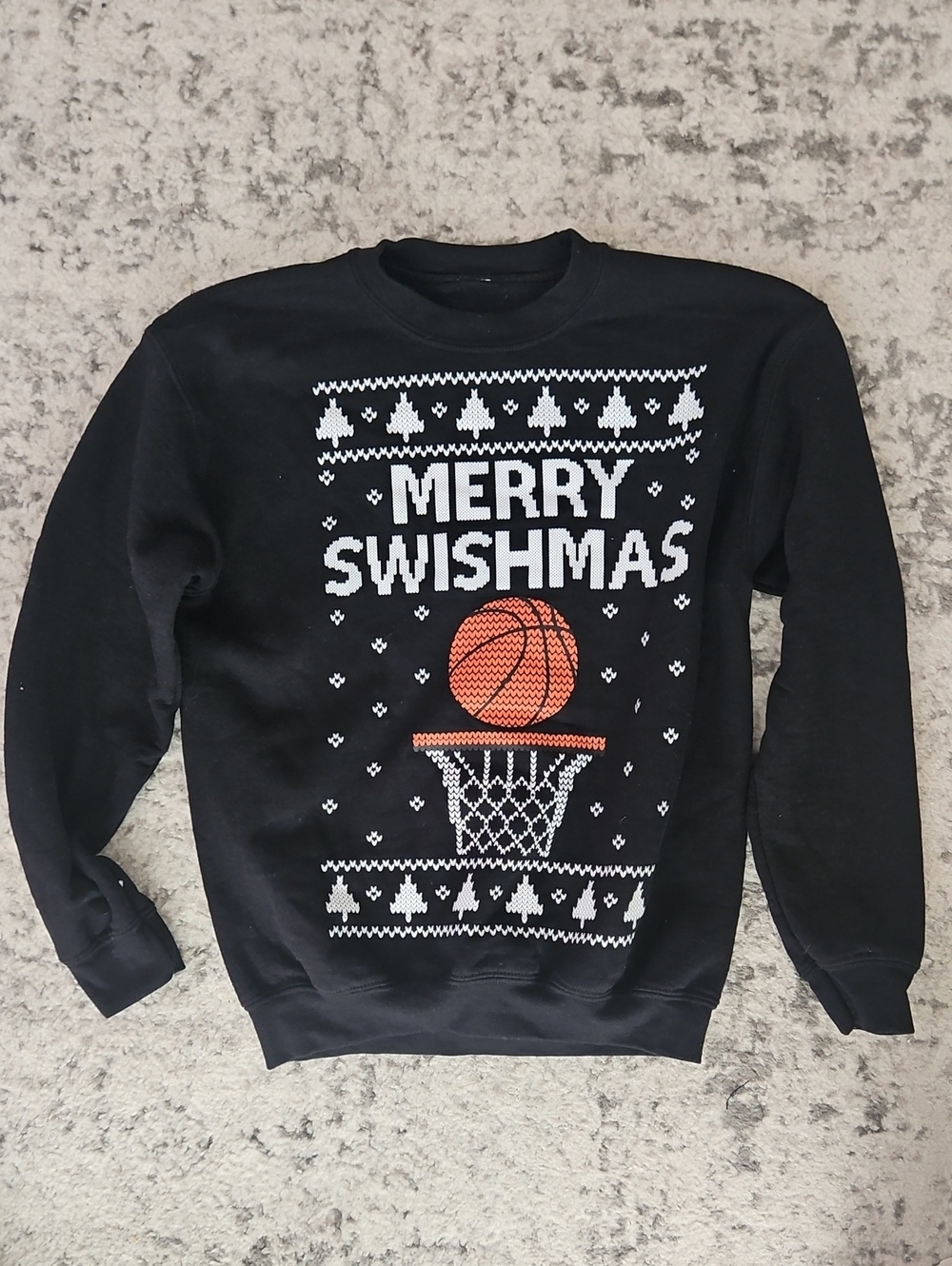 Amazon Black 'Merry Swishmas' Basketball Crewneck